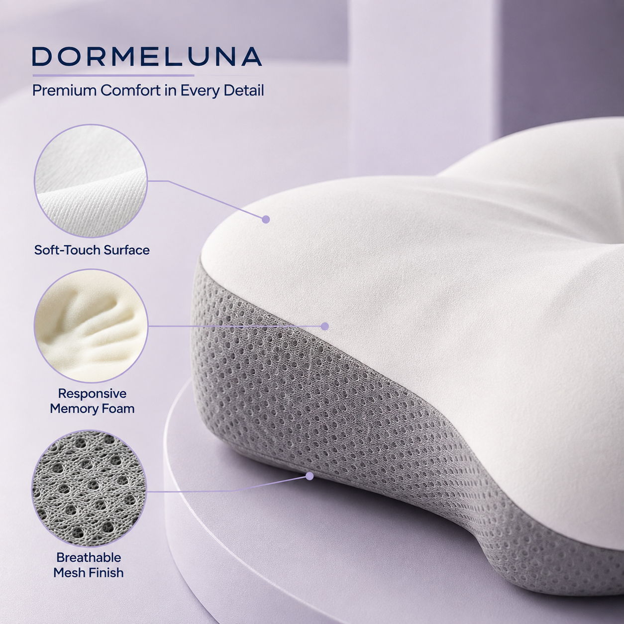 Dormeluna Ergonomic Butterfly Memory Foam Pillow