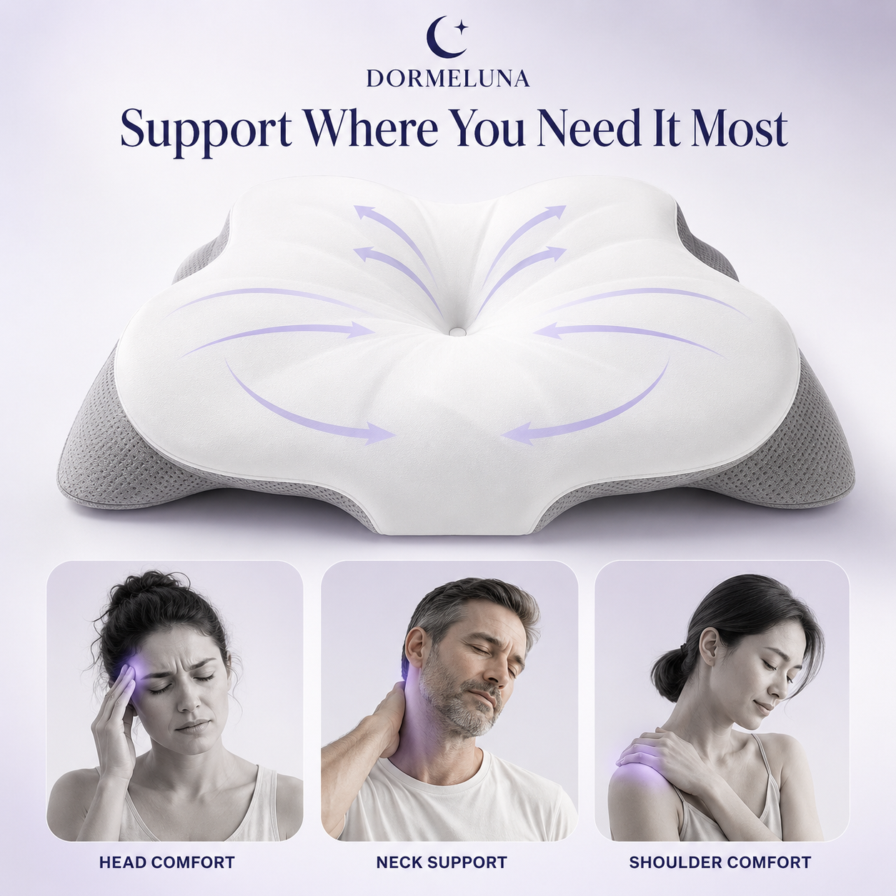 Dormeluna Ergonomic Butterfly Memory Foam Pillow